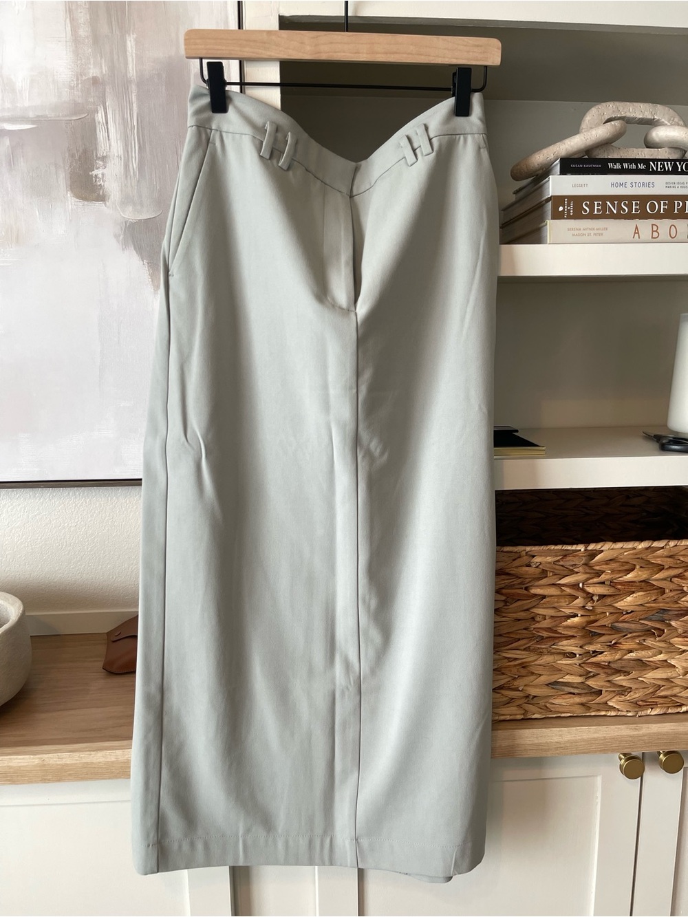 LOFT Light Sage Maxi Skirt with V-Waistband